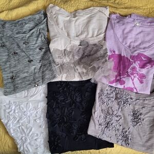 J Crew/LOFT Women's Embellished Tops - Gray, White, Purple, Black, Taupe, Cream